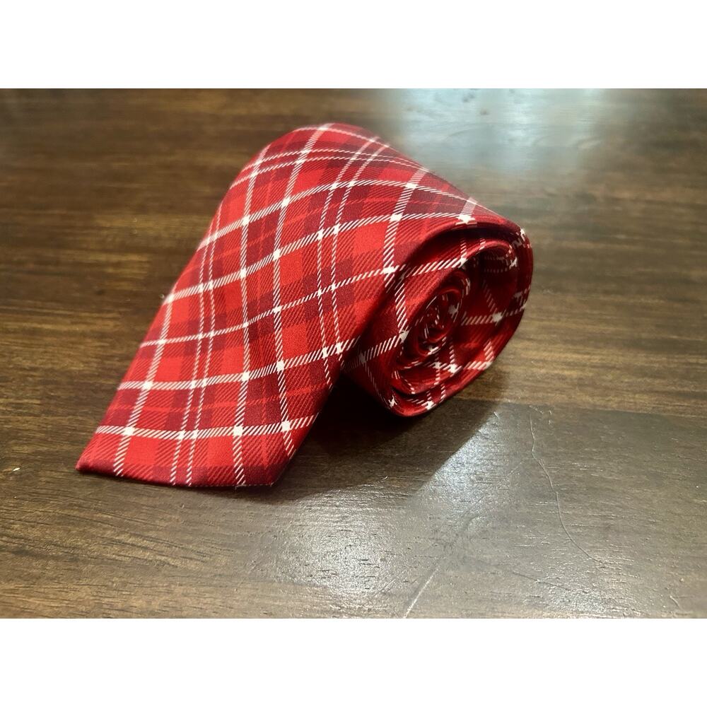 Brioni Men's Red Plaid Tie | 100% Silk | Made in Italy